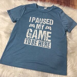 SHEIN Blue Graphic Short Sleeve Shirt - Kids Size 9Y